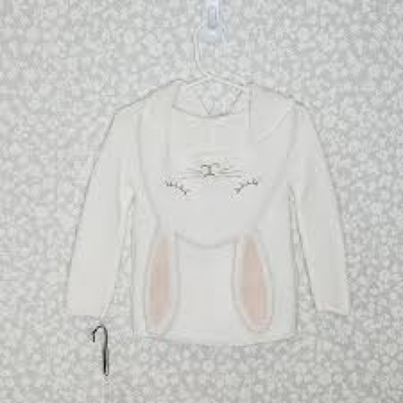 Max Studio Knit Sweater with Bunny Rabbit Ears Hoodie Long Sleeve Easter - Picture 2 of 9